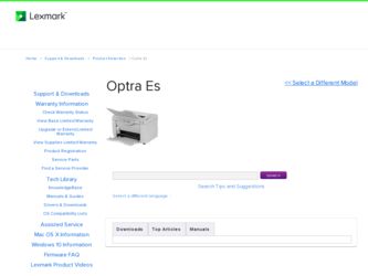 Optra Es driver download page on the Lexmark site
