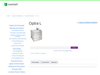 Optra L driver download page on the Lexmark site