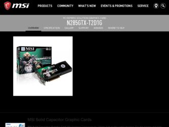 N285GTX-T2D1G driver download page on the MSI site