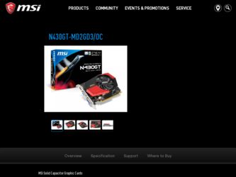 N430GTMD2GD3OC driver download page on the MSI site