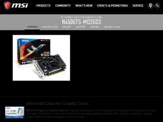 N450GTSMD2GD3 driver download page on the MSI site