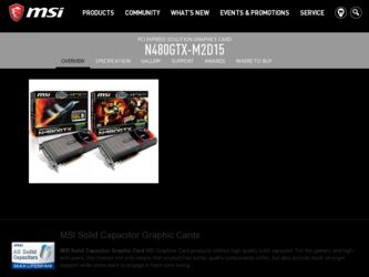 N480GTXM2D15 driver download page on the MSI site