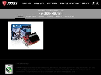 N9400GT-MD512H driver download page on the MSI site