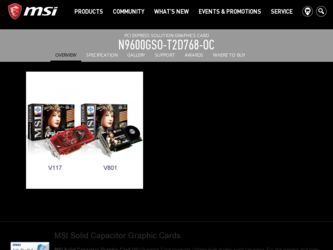 N9600GSOT2D768OC driver download page on the MSI site