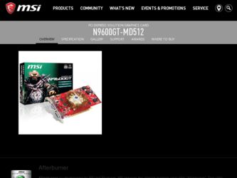 N9600GT-MD512 driver download page on the MSI site