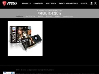 N9800GTXT2D512 driver download page on the MSI site
