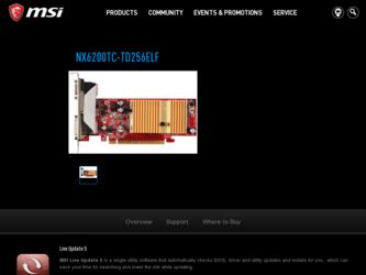 NX6200TCTD256ELF driver download page on the MSI site