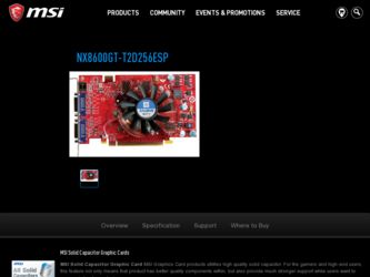 NX8600GTT2D256ESP driver download page on the MSI site