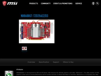 NX8600GTT2D256EZD3 driver download page on the MSI site
