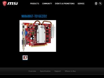 NX8600GTTD1GEZD2 driver download page on the MSI site