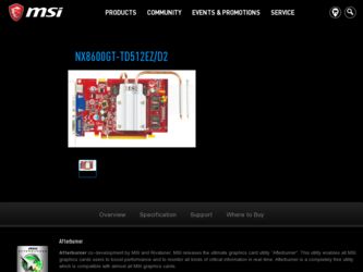NX8600GTTD512EZD2 driver download page on the MSI site