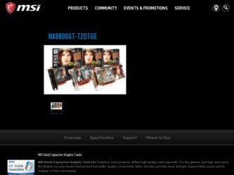 NX8800GTT2D1GE driver download page on the MSI site