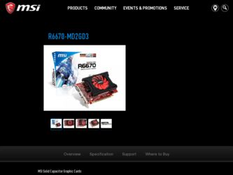 R6670MD2GD3 driver download page on the MSI site