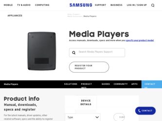 YP-S3JCG driver download page on the Samsung site