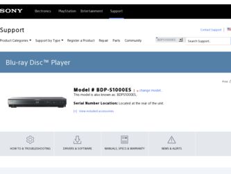 BDP-S1000ES driver download page on the Sony site