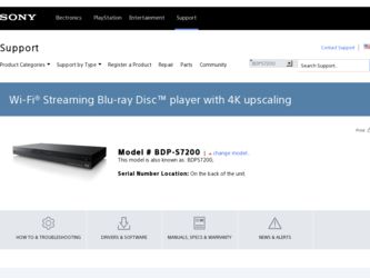 BDP-S7200 driver download page on the Sony site
