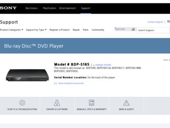 BDPS185 driver download page on the Sony site