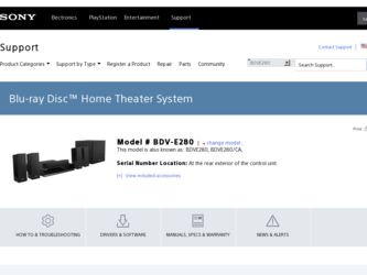 BDV-E280 driver download page on the Sony site