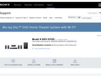 BDV-E3100 driver download page on the Sony site