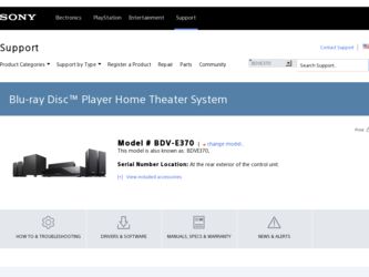 BDV-E370 driver download page on the Sony site