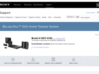 BDV-E390 driver download page on the Sony site