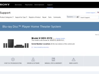 BDV-E570 driver download page on the Sony site
