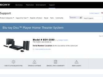 BDV-E580 driver download page on the Sony site