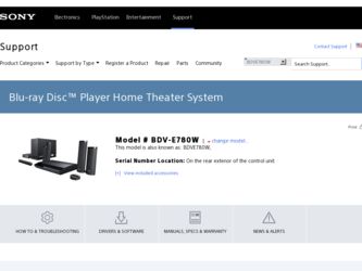 BDV-E780W driver download page on the Sony site