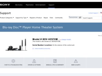 BDV-HZ970W driver download page on the Sony site