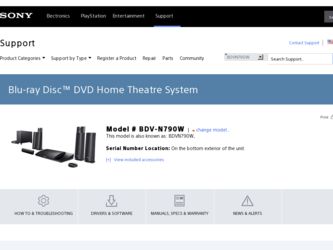 BDV-N790W driver download page on the Sony site
