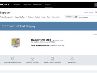CPD-E100 driver download page on the Sony site