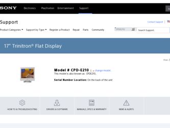 CPD-E210 driver download page on the Sony site