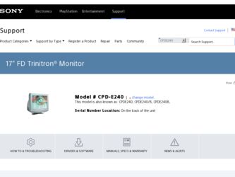 CPD-E240 driver download page on the Sony site