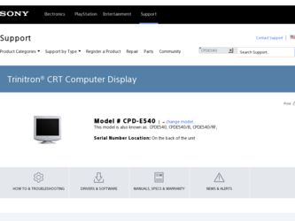 CPD-E540 driver download page on the Sony site