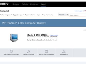 CPD-G410R driver download page on the Sony site