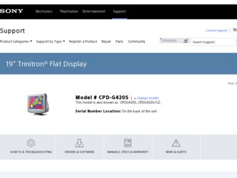 CPD-G420S driver download page on the Sony site