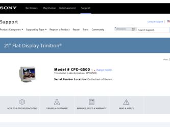 CPD-G500 driver download page on the Sony site