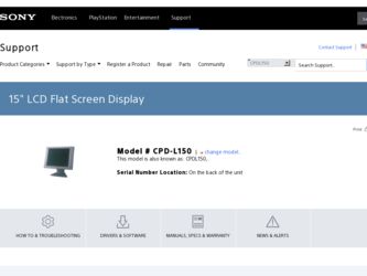 CPD-L150 driver download page on the Sony site