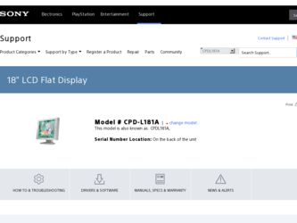 CPD-L181A driver download page on the Sony site