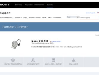 D-NE1 driver download page on the Sony site