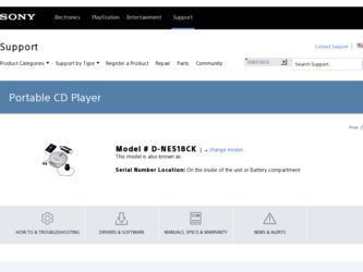 D-NE518CK driver download page on the Sony site