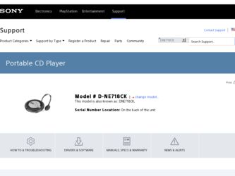 D-NE718CK driver download page on the Sony site