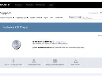 D-NF420 driver download page on the Sony site