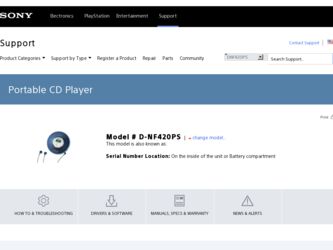 D-NF420PS driver download page on the Sony site