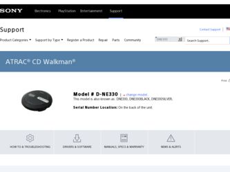 DNE330 driver download page on the Sony site