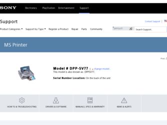 DPP SV77 driver download page on the Sony site