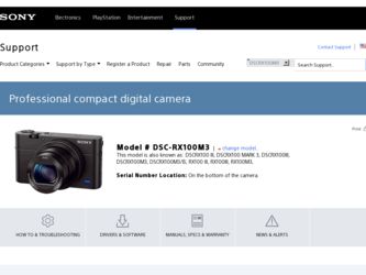 DSC-RX100M3 driver download page on the Sony site