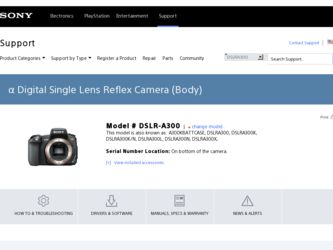 DSLR-A300 driver download page on the Sony site
