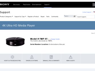 FMP-X1 driver download page on the Sony site