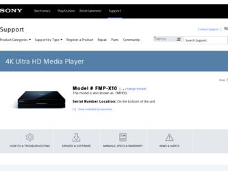 FMP-X10 driver download page on the Sony site